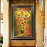 家居花卉客厅玄关挂壁炉古典竖单副装饰抽象风景向日葵纯手绘油画