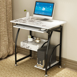 70cm简单家用办公台式电脑桌带锁抽屉铁架组装学生书桌工作写字台