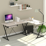 铁架木板组装简单家用办公台式电脑桌墙转角边桌双人工作写字桌