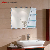 梳妆镜子壁挂 时尚浴室镜 欧式层架卫生间镜 带置物架镜子卫浴镜