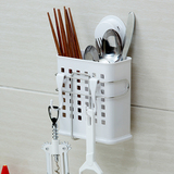 正品包邮厨房不锈钢沥水筷子筒创意双筒筷子笼 吸盘免打孔筷子盒