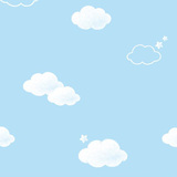 韩国pvc自粘墙纸加厚防水壁纸儿童卧室背景墙壁纸即时贴蓝天白云