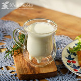 BAOZAKKA 创意玻璃双层隔热牛奶杯奶牛杯 早餐杯 果汁杯 咖啡杯