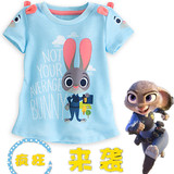 疯狂动物城迪士尼Zootopia儿童T恤兔朱迪男女童夏装宝宝纯棉短袖