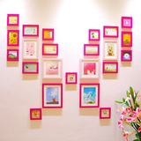 照片墙相框墙创意组 蝴蝶形状玫红粉色 可爱客厅过道墙饰挂墙相框