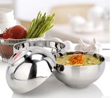 不锈钢碗双层碗筷套装餐具创意韩式米饭碗汤碗儿童学生碗加厚隔热