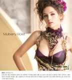韩国韩系甜美睫毛蕾丝性感高贵紫色文胸套装 女式内衣