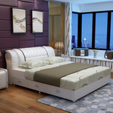 家具 软床 床 真皮床双人床皮艺床 简约现代 1.8米 储物婚床 皮床