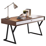 美式loft新款简约创意家用书桌简易烤漆电脑台带抽屉学习办公桌