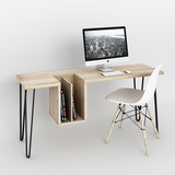 北欧铁艺实木电脑桌原木书桌美式复古办公桌写字桌简约现代洽谈桌