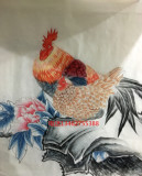 【画虎村】斗方大公鸡 老虎画国画 工笔鸡 动物画 字画书画