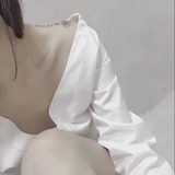 露肩衬衫韩国白色V领长袖甜美百搭显瘦夏季女 装夏性感漏肩上衣女