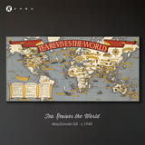 Tea Revives the World 1940 茶叶世界地图 巨幅家居装饰画无框画