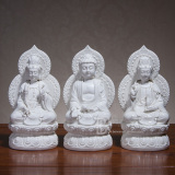 陶瓷小佛像西方三圣观世音地藏菩萨如来佛三宝佛娑婆三圣家居摆件