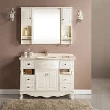 橡木美式浴室柜组合落地欧式实木仿古镜柜卫生间洗漱台洗手洗脸盆