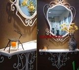 欧式铁艺镜子镜框穿衣试衣镜卫生间镜子异形浴室镜子带置物架