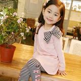 童装春季新款女童韩版条纹蝴蝶结套装潮儿童薄款运动两件套休闲套