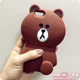 Line friends韩国可爱布朗熊苹果6S手机壳iPhone6 plus防摔硅胶套