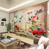 现代简约复古壁纸欧式客厅电视背景墙壁纸玫瑰花壁画3d立体定制
