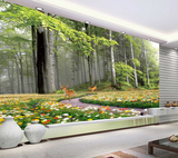 大自然森林3D立体电视沙发床头背景墙纸壁纸卧室客厅无缝壁画