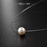 珍珠隐形项链女日韩国简约气质短款百搭细锁骨链单颗珍珠吊坠纯银