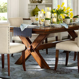 美式乡村餐桌椅复古纯实木餐桌餐椅组合长方形1.2米大板现代简约