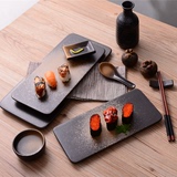 寿司料理小吃陶瓷盘长方平板点心盘子酒店餐厅餐具甜点蛋糕托盘子