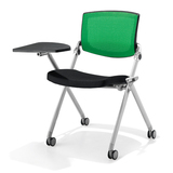 办公移动培训椅 塑料椅简约 会议椅 会客椅高档 休闲带写字板椅子