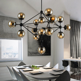 魔豆吊灯简约北欧创意美式LED 欧式复古铁艺玻璃圆球客厅餐厅灯饰