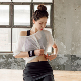 韩国正品代购瑜伽服运动健身假两件裙裤显瘦透气速干网纱罩衫YOGA
