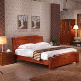现代古典中式纯实木床 大款床1.8米2米成人床架收纳气压床架婚床