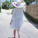 蕾丝白色外搭防晒衣女夏季2016中长款超薄外套沙滩纯色防晒衫