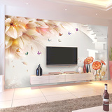 无缝整张大型壁画定做 3d客厅沙发电视背景墙壁纸 欧式玉兰花墙布