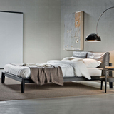 北欧全实木双人床1.8米1.5婚床橡木色宜家床真皮软靠床铺卧室家具