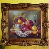 手绘欧式餐厅油画客厅有框画装饰画壁画玄关卧室古典静物水果单幅