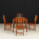 红木餐桌非洲花梨木明式正方形四方桌五件套休闲茶桌棋牌一桌四椅