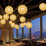 个性麻球吊灯现代简约咖啡厅灯具创意餐厅卧室藤艺吊灯过道阳台灯