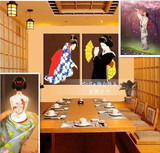 日本浮世绘艺妓挂画日式餐厅寿司料理店榻榻米壁画客厅背景装饰画