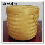 七子饼普洱茶收纳框/桶 竹篓 竹筐 越南进口竹编茶叶罐 茶包装桶