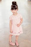 英国代购进口童装NEXT 16夏秋女宝宝女童粉色针织短袖连衣裙