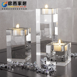 烛台 特价包邮送蜡烛水晶玻璃烛台 方形实心求婚烛台透明浪漫摆件