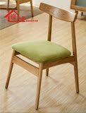 日式创意家具实木餐椅简约现代橡木家用椅子凳子休闲布艺电脑椅