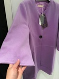 专柜正品玫瑰街羊毛呢香芋色紫色大衣喇叭袖明星款廓形外套