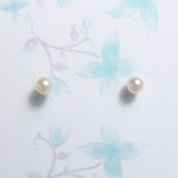 新款正品925纯银4-5MM淡水白色正圆超小天然珍珠耳钉简约耳环