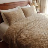 特价包邮 欧式毛绒绗缝被床盖三件套出口床罩床单 冬盖毯加厚毛毯