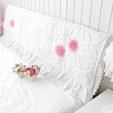 白色床头罩粉绒花韩式蕾丝床头套布艺软包夹棉防尘罩特价定制包邮