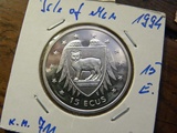 1994年马恩岛15埃居精制纪念银币-猫
