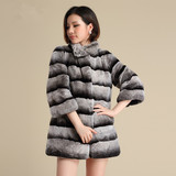 冬季女装新款 整皮獭兔毛皮草外套 时尚立领中长款大衣