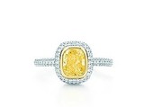 美国正品代购Tiffany蒂芙尼黄色钻石18K黄金铂金戒指包邮税附小票