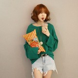 夏季女装新款 韩国代购naning9正品 韩版简约时尚纯色休闲长袖T恤